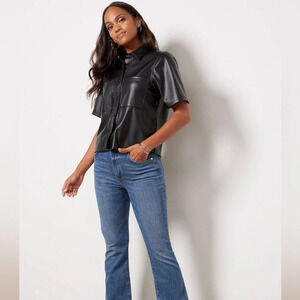 NWT Evereve Quinn Faux Leather Shirt